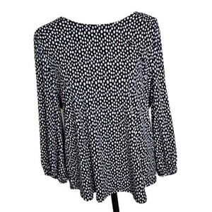 Adrianna Papell Top Black & Silver  Polka Dots 3/4 Sleeves NWT Women's XL